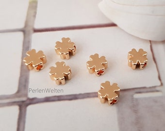 10x cloverleaf 5 mm gold-plated 18k brass beads cloverleaf beads metal beads gold lucky charm