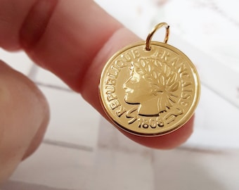 Münze Anhänger vergoldet Charms Münzen-Anhänger mit Öse Fb. gold Edelstahl