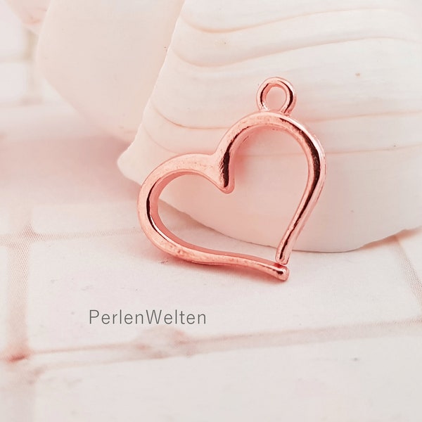 6x Herz rosegold Anhänger Charm Armbandanhänger Kettenanhänger Herzen