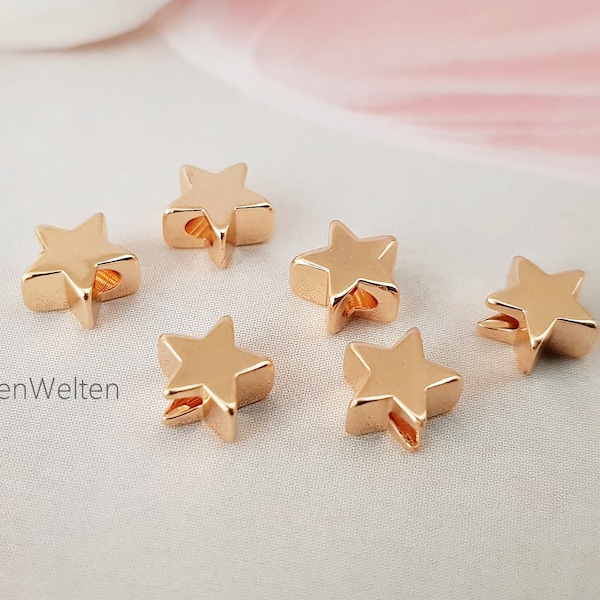10 Sterne 6mm vergoldet 18k Messing Perlen Sternperlen Metallperlen gold