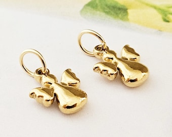 2 Engel Edelstahl echt vergoldet Anhänger ionenplattiert plastisch Charms Geschenkanhänger Glücksbringer