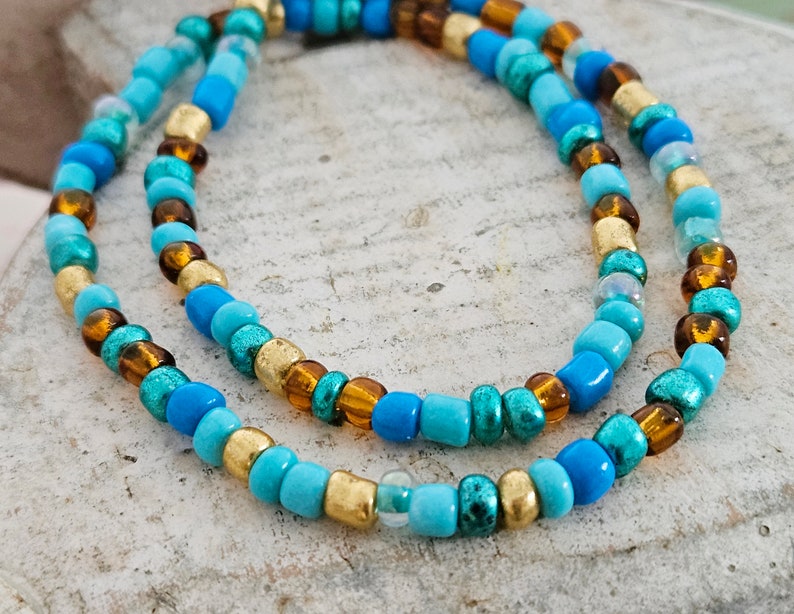 150 glass beads 4 mm color turquoise, topaz, turquoise, gold, metallic, pearl mix, pearl mix, boho hippie image 3