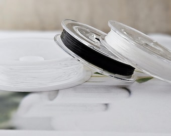 Elastikfaden japanisch 0,38mm 0,6mm 0,8mm Kristallfaden transparent weiß schwarz Fädel-Material Spule Rolle
