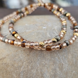 Perlenmischung 4mm Glasperlen Farben gold sand beige bronze braun taube schlamm Glasperlen Mix Armbandperlen 150 Stück Perlen gemischt 19