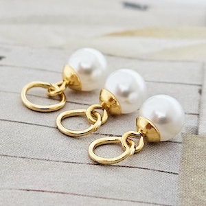 3 Pendant Pearl Stainless Steel Gold Plated Pearl Pendant Bracelet Pendant Necklace Pendant Earrings Faux Pearl Charms