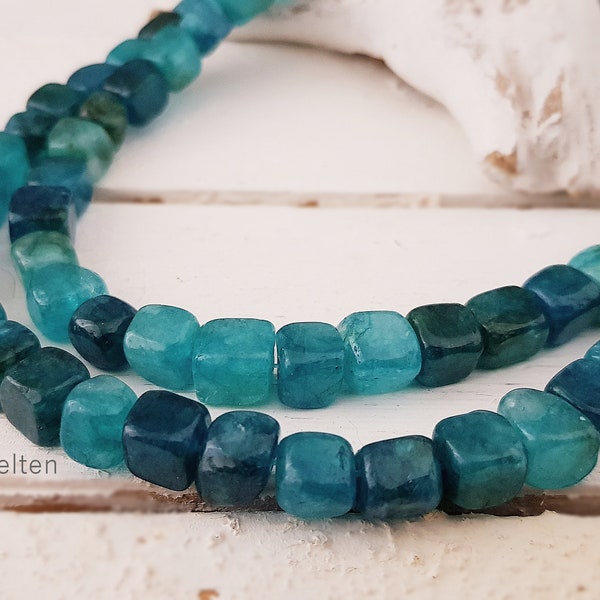 natural jade 1 strand cube beads blue turquoise gemstone beads cube beads