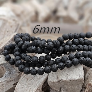 Lavaperlen 4mm 6mm Strang schwarz natürliche Perlen aus Lava Stein Diffusor verschiedene Größen