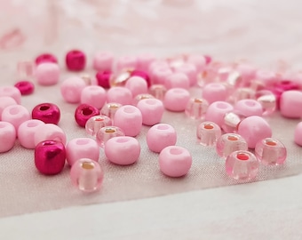 Perlenmischung 100 Stck. 4mm Glasschliffperlen rosa pink Metallic Glasperlen