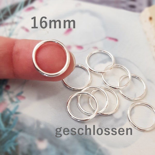 30 Ringe versilbert geschlossen 16mm XL Binderinge silber Metallringe