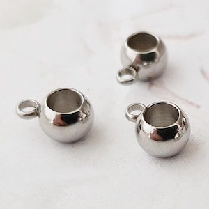 Metallperlen Edelstahl 6mm 5mm Öse Anhänger-Perlen Edelstahlperlen silber Collierschlaufen Anhängerschlaufen Anhängerperlen