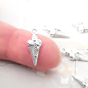 6 Eis Charms Anhänger Fb. silber Sommer Eistüte Armbandanhänger Armband selber machen kleiner Charm Sommer witzig süß