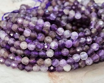 Amethyst 4 mm strand beads, faceted gemstone beads, lilac