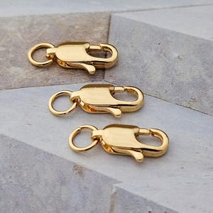 18k gold-plated clasps with eyelets elongated for necklaces bracelets hook clasp 3 pieces