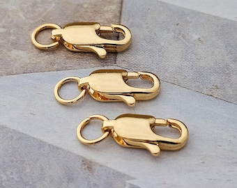 18k vergoldete Verschlüsse mit Ösen länglich für Ketten Armbänder Hakenverschluss 3 Stück