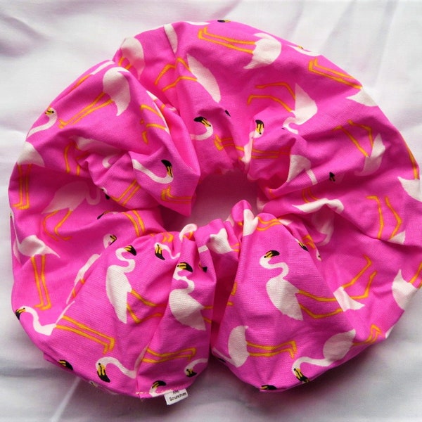 Scrunchie XXL HairBand Big Pink with Flamingos