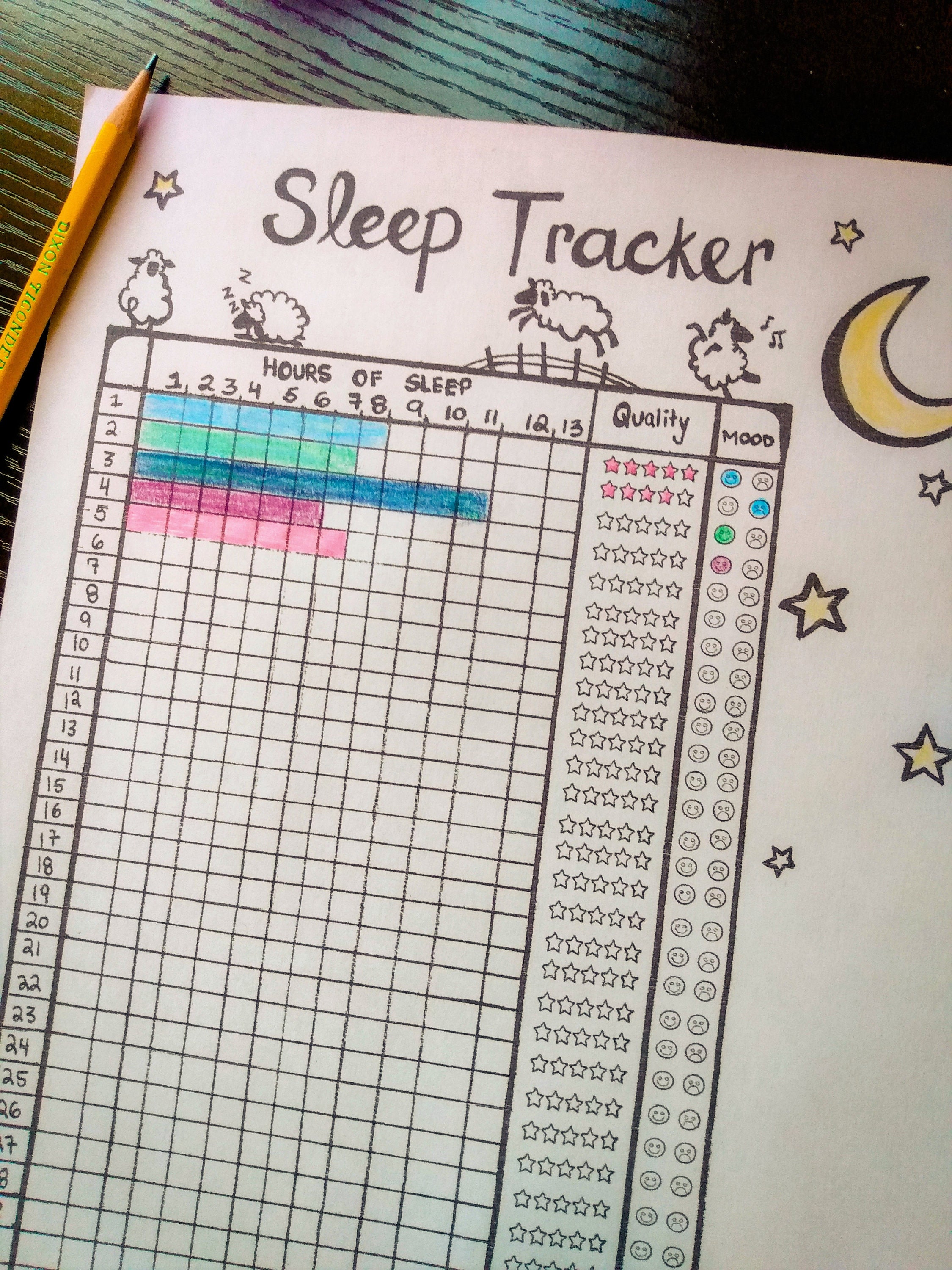 Sleep Journal Sleep Organizer Nightly Sleep Log - Etsy UK