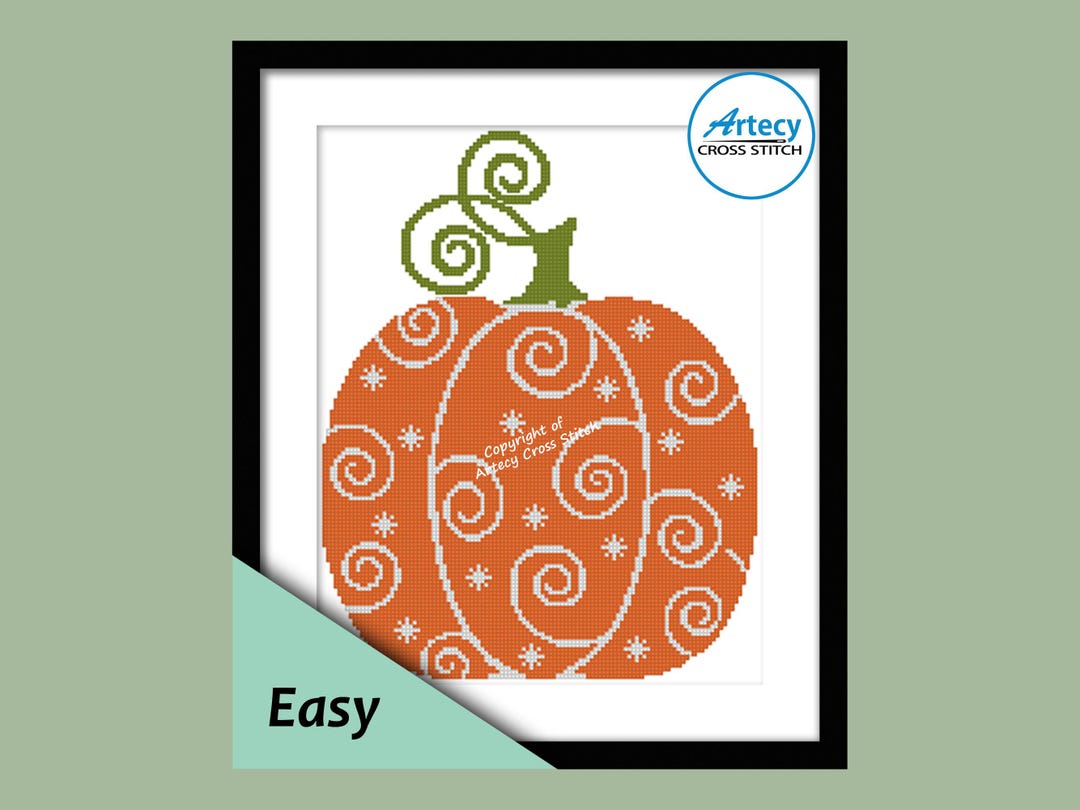 Pumpkin Swirl Cross Stitch Pattern: Country Autumn Decor (PDF) - Etsy