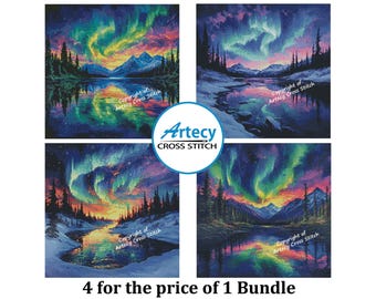 Northern Lights Cross Stitch Pattern Bundle: Aurora Borealis (DMC PDF)