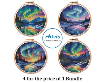 Northern Lights Hoop Cross Stitch Pattern Bundle (PDF)