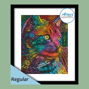 Felis Cross stitch pattern, abstract cat cross stitch chart, counted cross stitch chart, cross stitch cat pdf, artecy cross stitch