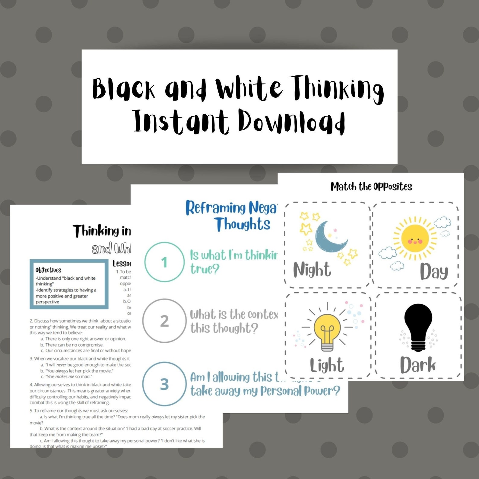 Reframing Lesson Social Emotional Learning-reframing Black and White Thinking for ...