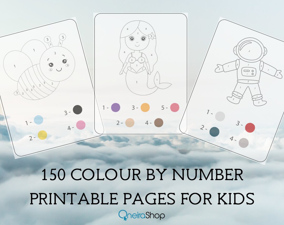 150 Color by Number Printable Pages for Kids - Instant Digital Download ...