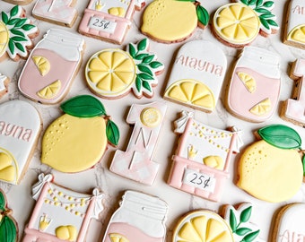 Pink Lemonade stand birthday cookies (18)(vegan)