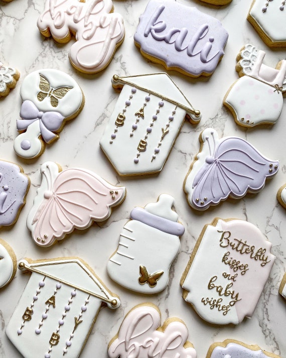 18 Butterfly Baby Shower Cookies (vegan)