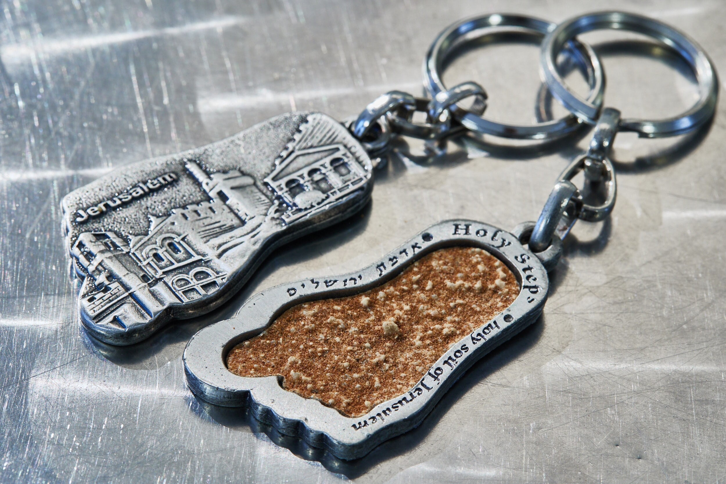 Jerusalem keychain with sacred soil from the Garden of Gethsemane, Mt. Olives Jerusalem. Handmade Authentic & Beautiful Art. Support Israel!