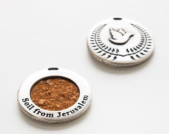 Dove of Peace Pendant: Sacred Soil from Jerusalem, Handmade Silver Plated Necklace