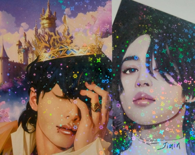 Jungkook BTS art print sleepy king jeon jungkook bangtan boys holographic stars