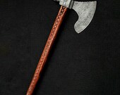Handmade Custom Vintage Style Viking Pipe Tomahawk AXE DAMASCUS STEEL Sheath