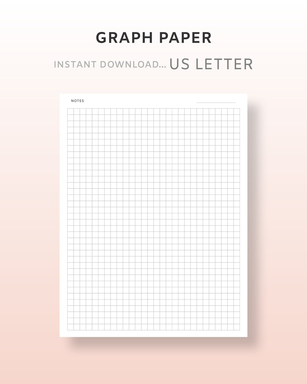 US Letter Graph Paper Study Notes Printable Letter Etsy