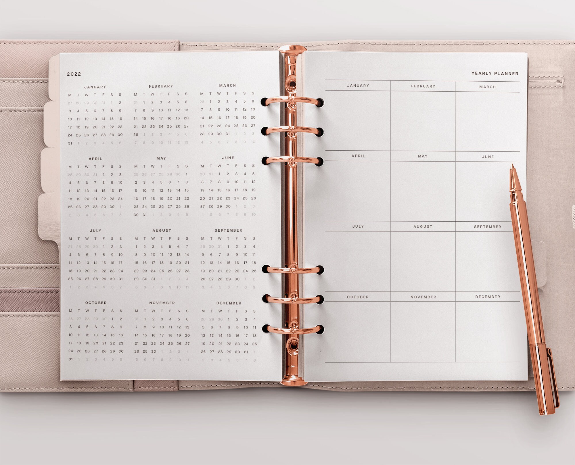 2022 A6 Calendar Printable Planner Inserts 2022 Year at a Etsy