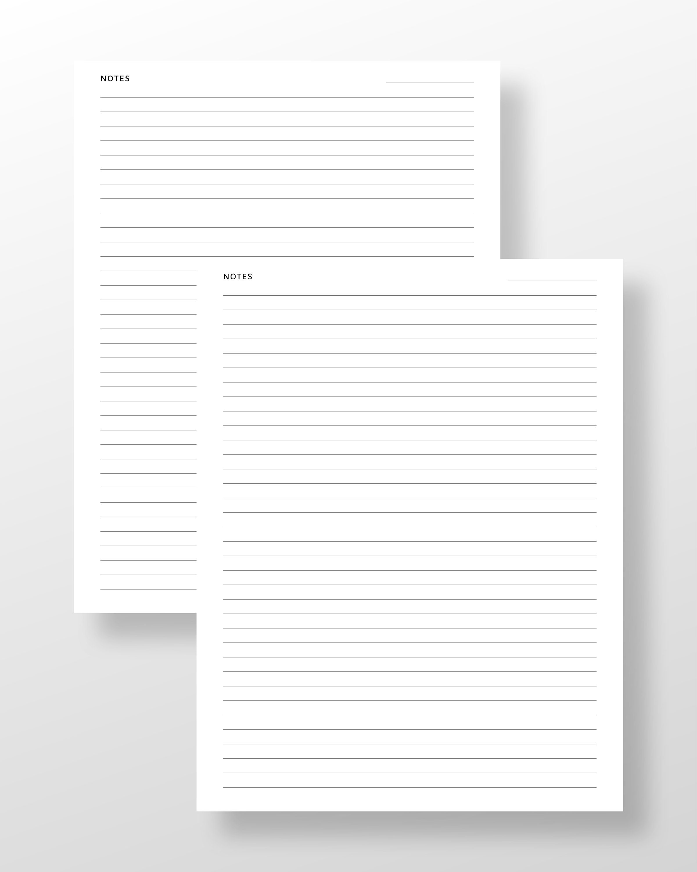 US Letter Lined Paper Study Notes Printable Letter Refillable Planner ...