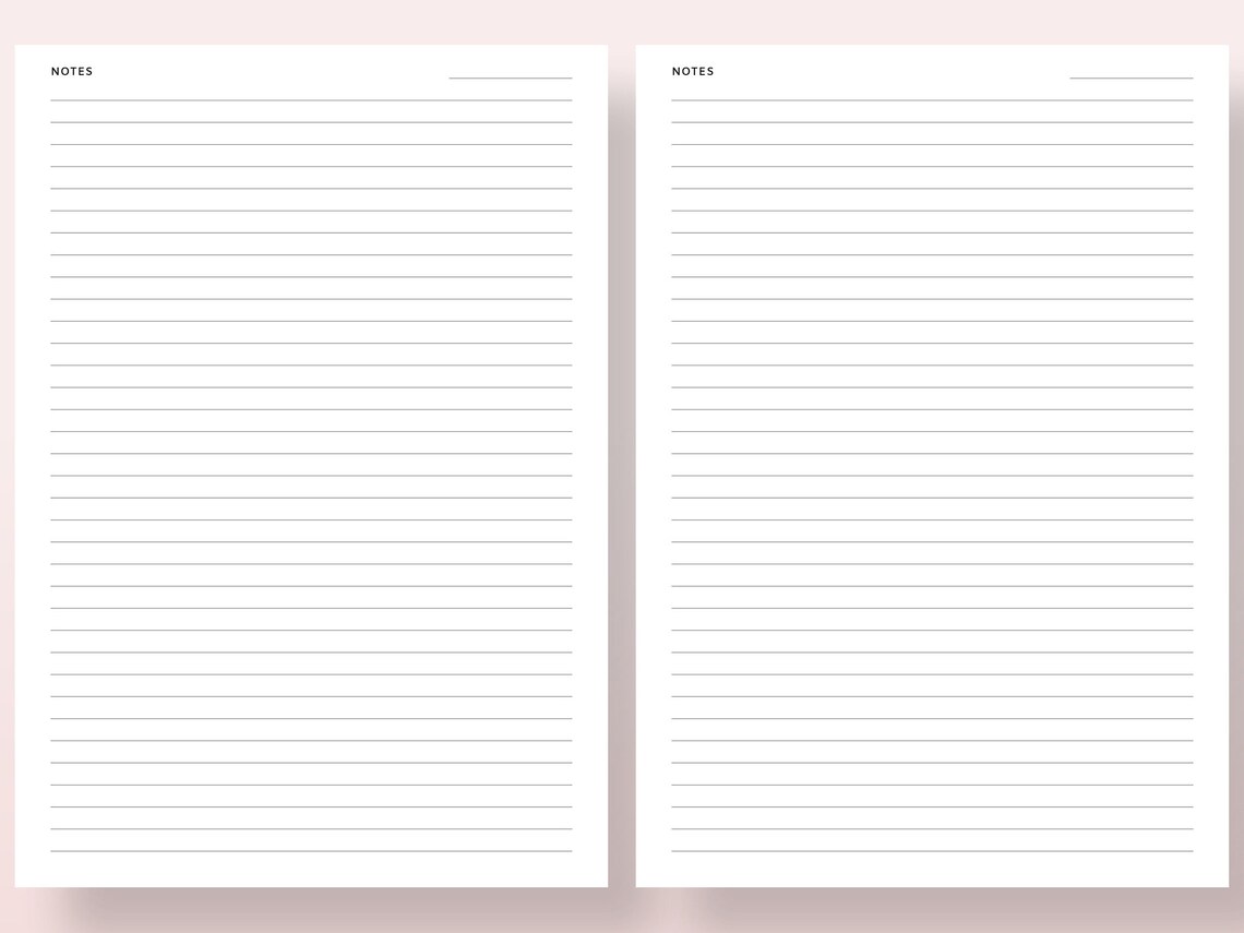 a5 lined paper printable planner pdf inserts study lined etsy