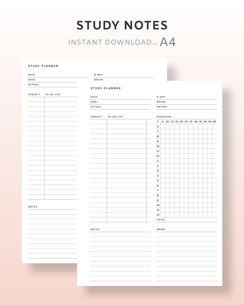 A4 Study Planner Printable | Student Planner PDF | Student Daily ...