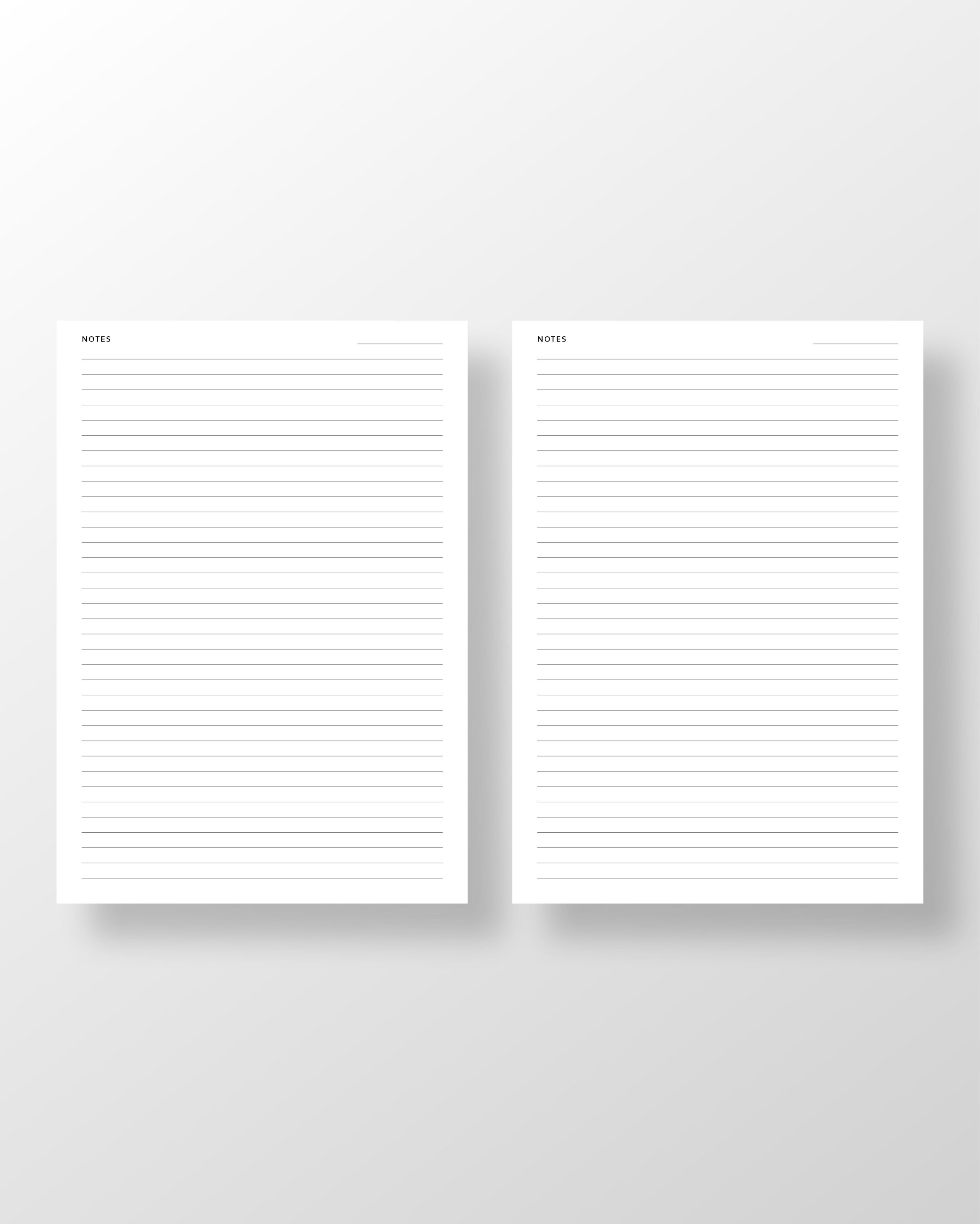 A5 Lined Paper Printable Planner PDF Inserts Study Lined Note Taking ...