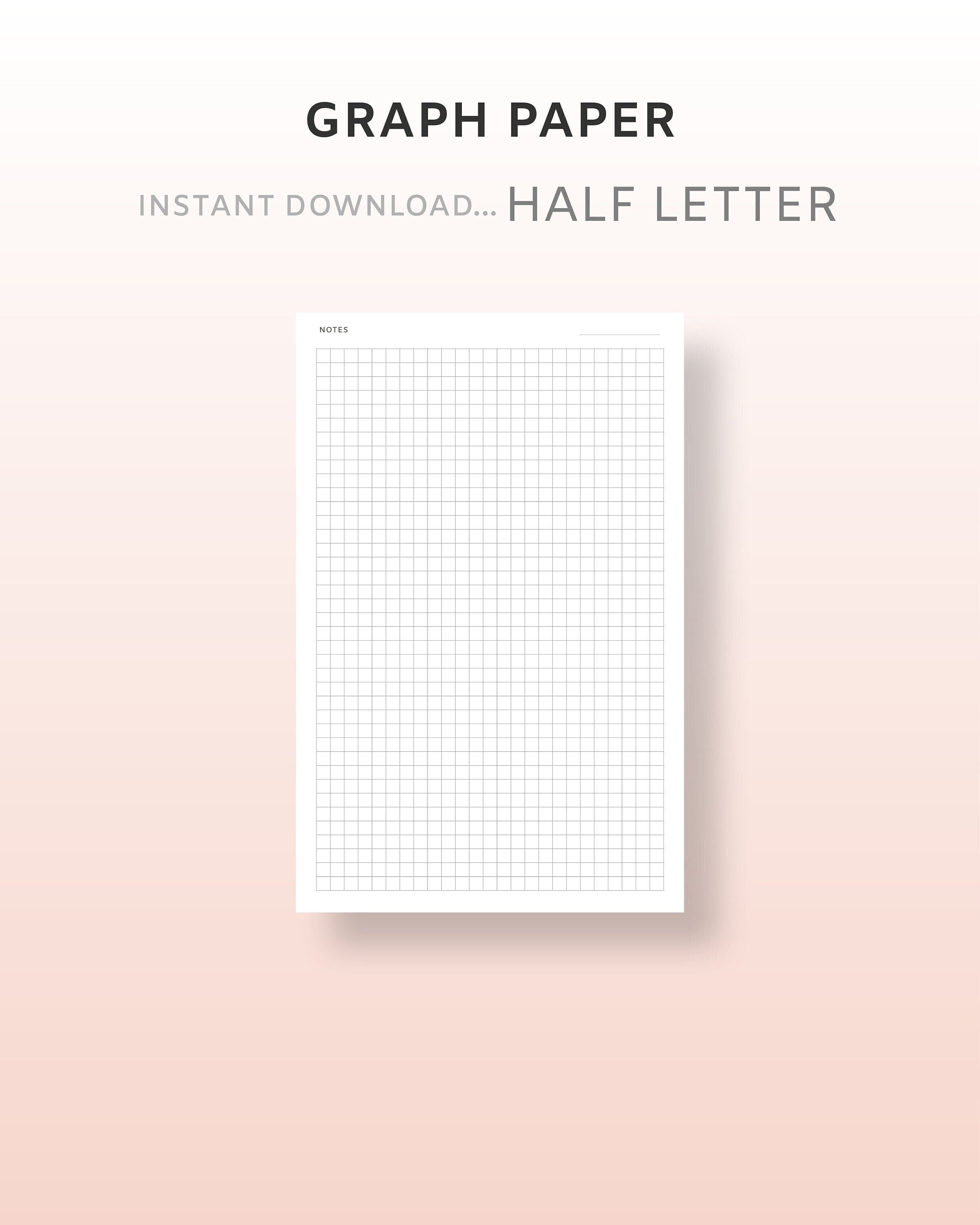 half letter graph paper study notes printable letter etsy