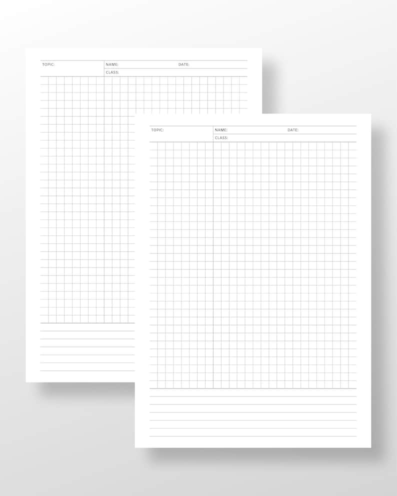 A4 Cornell Notes With Graph Paper PDF Inserts Student - Etsy