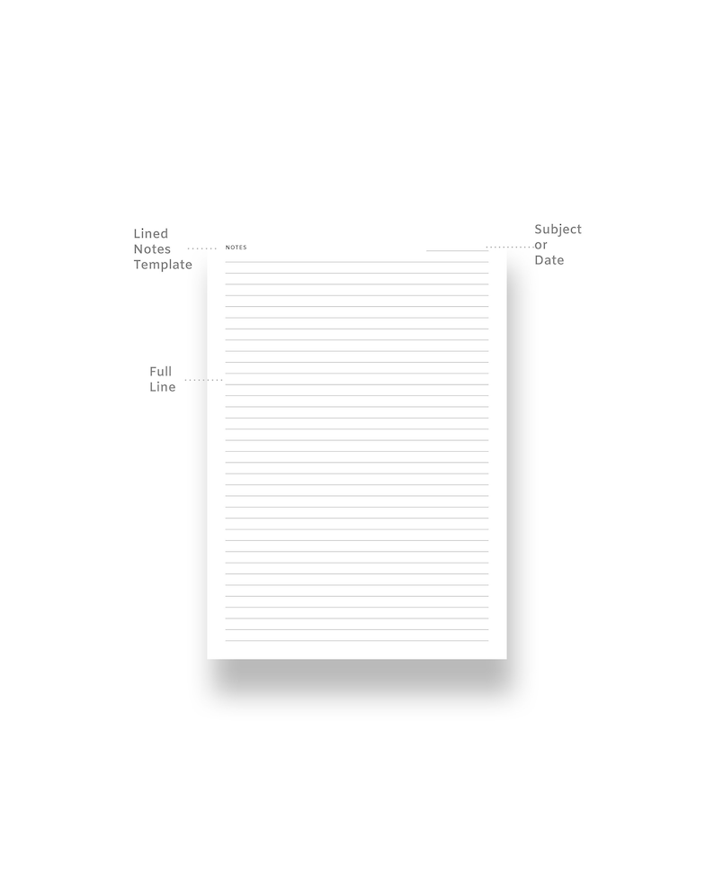 A5 Lined Paper Printable Planner PDF Inserts Study Lined Note Taking