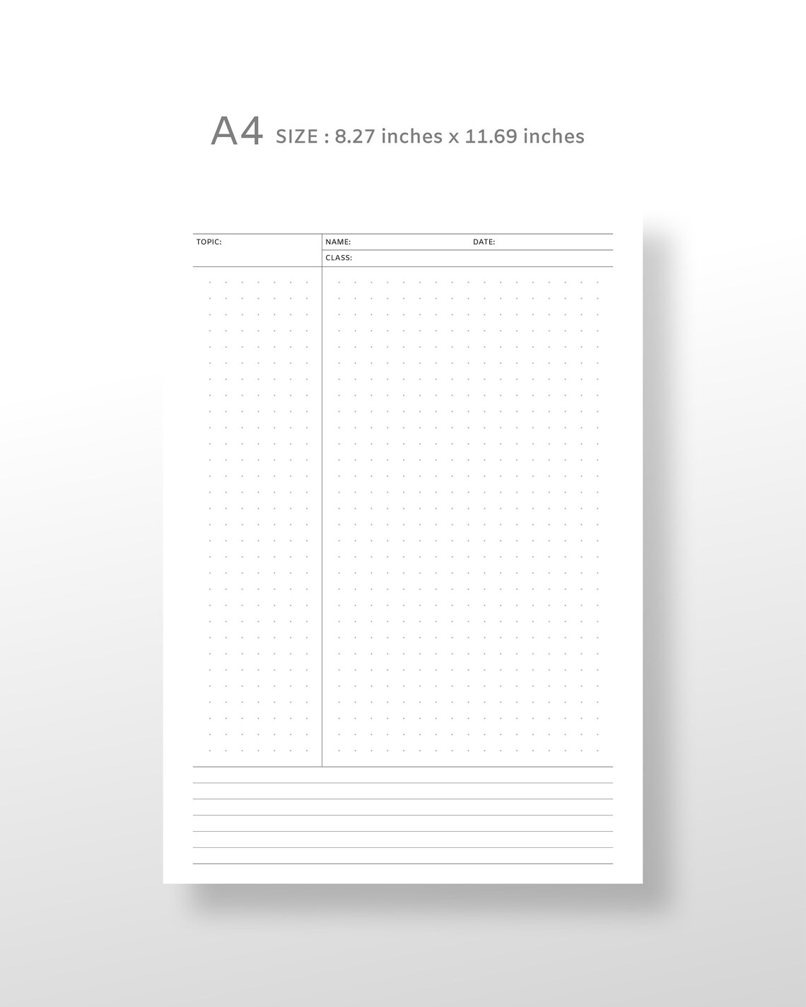 A4 Cornell Notes Printable Pages Inserts Student Cornell Notes Taking ...