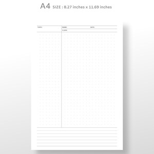 A4 Cornell Notes Printable Pages Inserts Student Cornell | Etsy
