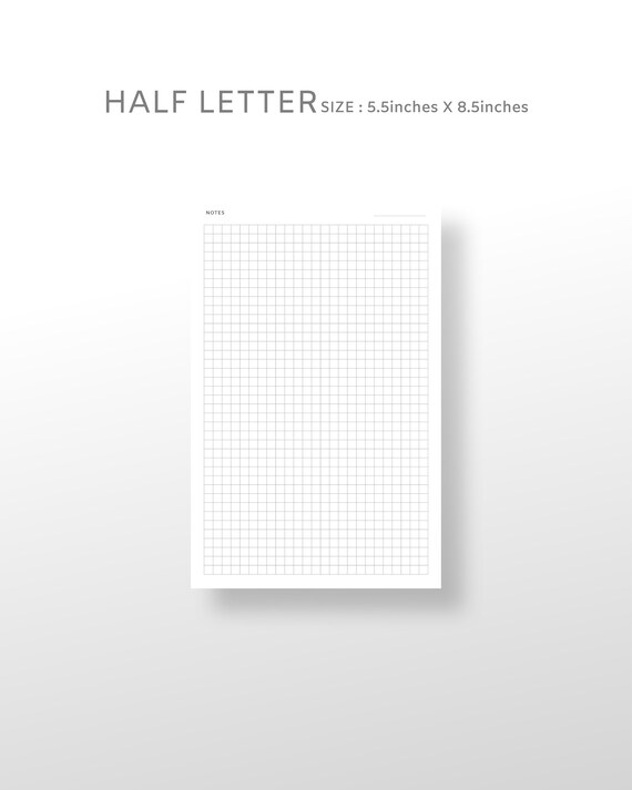 half letter graph paper study notes printable letter etsy