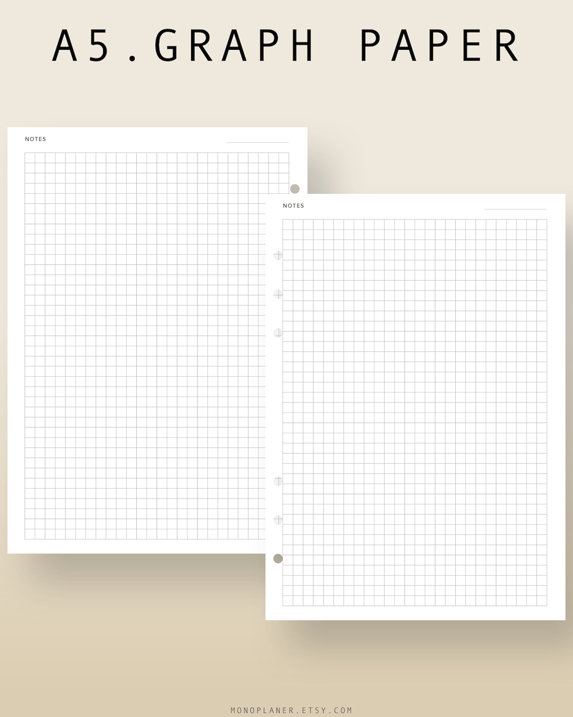 A5 Graph Paper Printable Planner PDF Inserts Bullet Journal Etsy