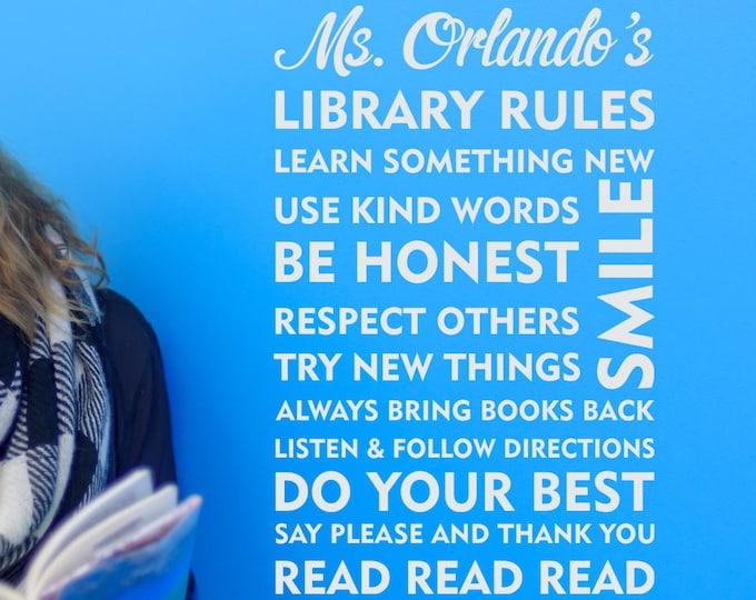 Custom Library Rules Wall Decal | Classroom Decor - Etsy