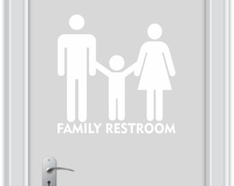 Panneau de décalcomanie de porte de toilettes familiales, signalisation de salle de bains publique, décalcomanie de signe adhésif de bricolage de salle de repos familiale facile à lire, de nombreuses couleurs et tailles