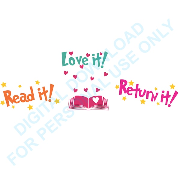 Read It, Love It, Return It! - Library Decor Art | Digital Download | Encourage Book Returns | Library Bulletin Board Art