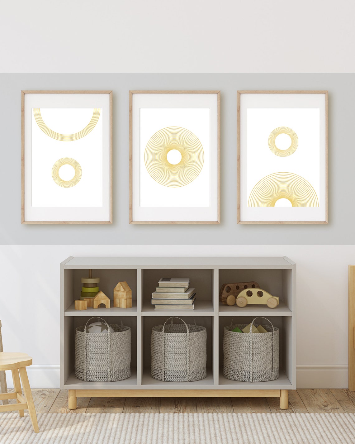 Abstract Minimalistic Geometric Gold Wall decor Set Etsy