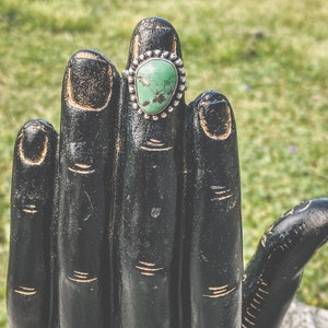 Size 7 Vintage Moss Agate Mexico Stamped Ring ,Early 60s Boho Jewlery, Boho gifts